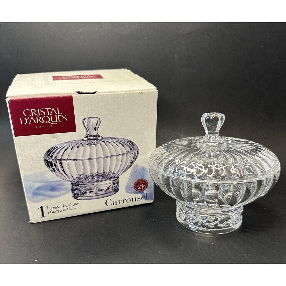 Cristal D'Arques Carrousel 4 1/2" Candy Dish 24% Genuine Lead Crystal Paris